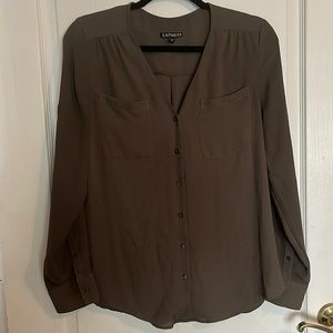 Express Button Up Olive Green Size M